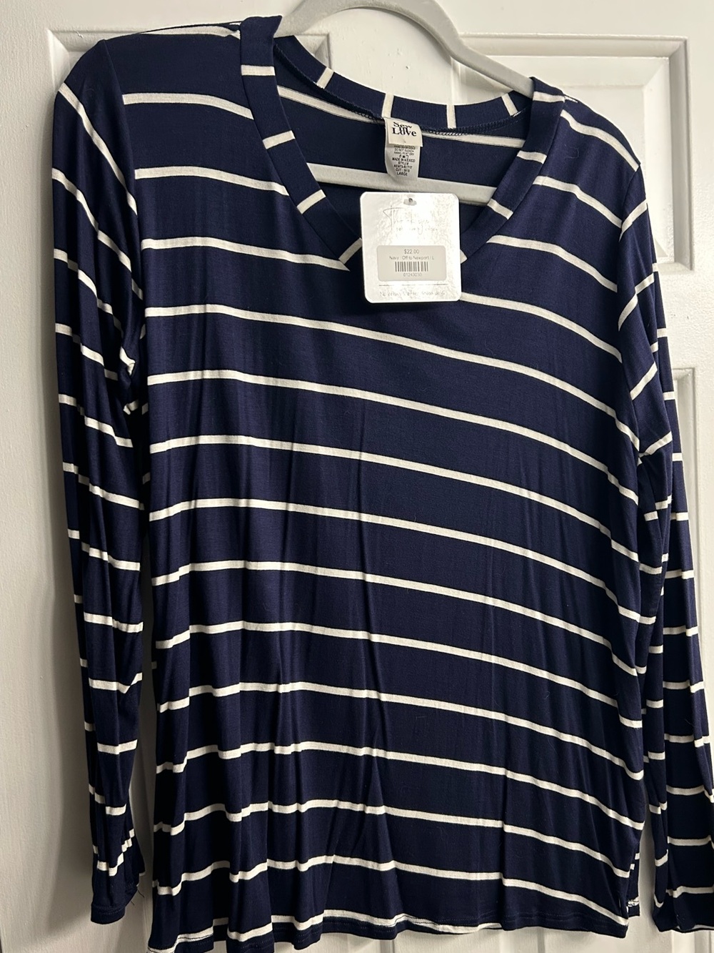 Sew In Love Navy & White Striped Long-Sleeve Top NWT size L